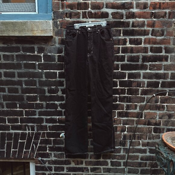 Reformation Black Jeans with White Stitching - Picture 1 of 4